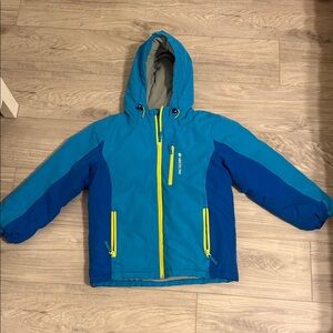 Kids Blue and Yellow Snow puffer Jacket